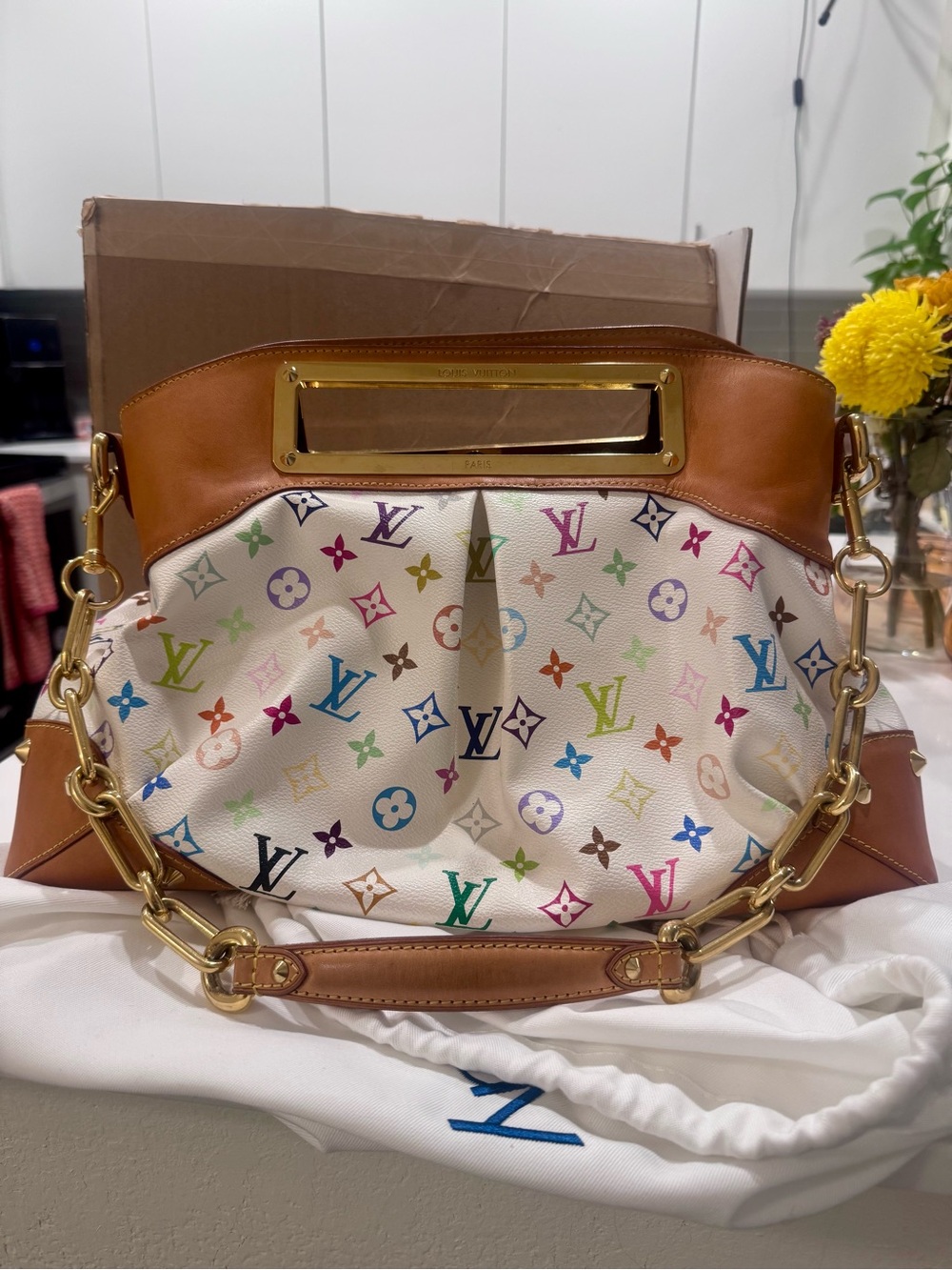 Louis Vuitton Multicolor Monogram Canvas and Brown Leather Shoulder Bag